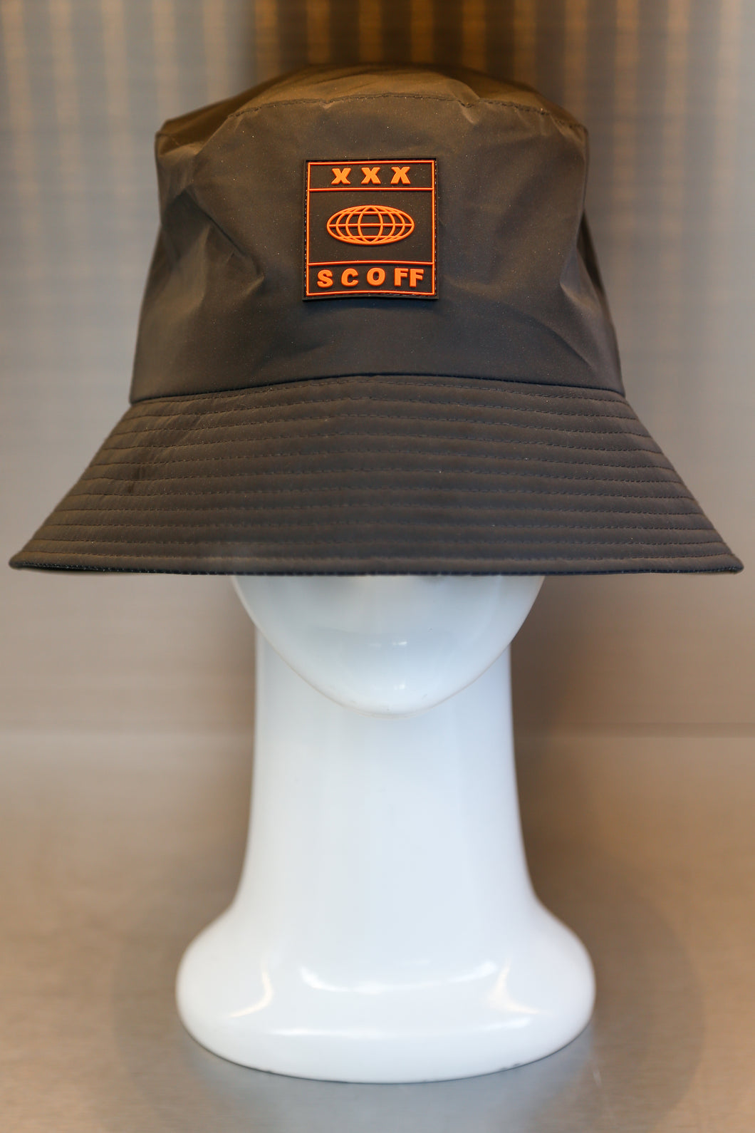 XXXSCOFF Reflective Scoff patching rubber bucket hat-Black