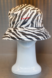 XXXSCOFF White Zebra Pattern Scoff XXX logo Bucket hat-White