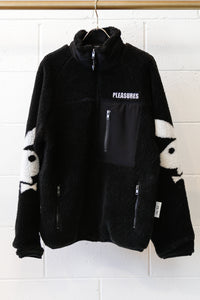 Pleasures Bunny Sherpa Zip Up Jacket-Black